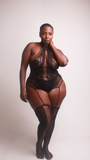 Lace Halter Teddy Bodystocking w/ Garters and Thigh Highs